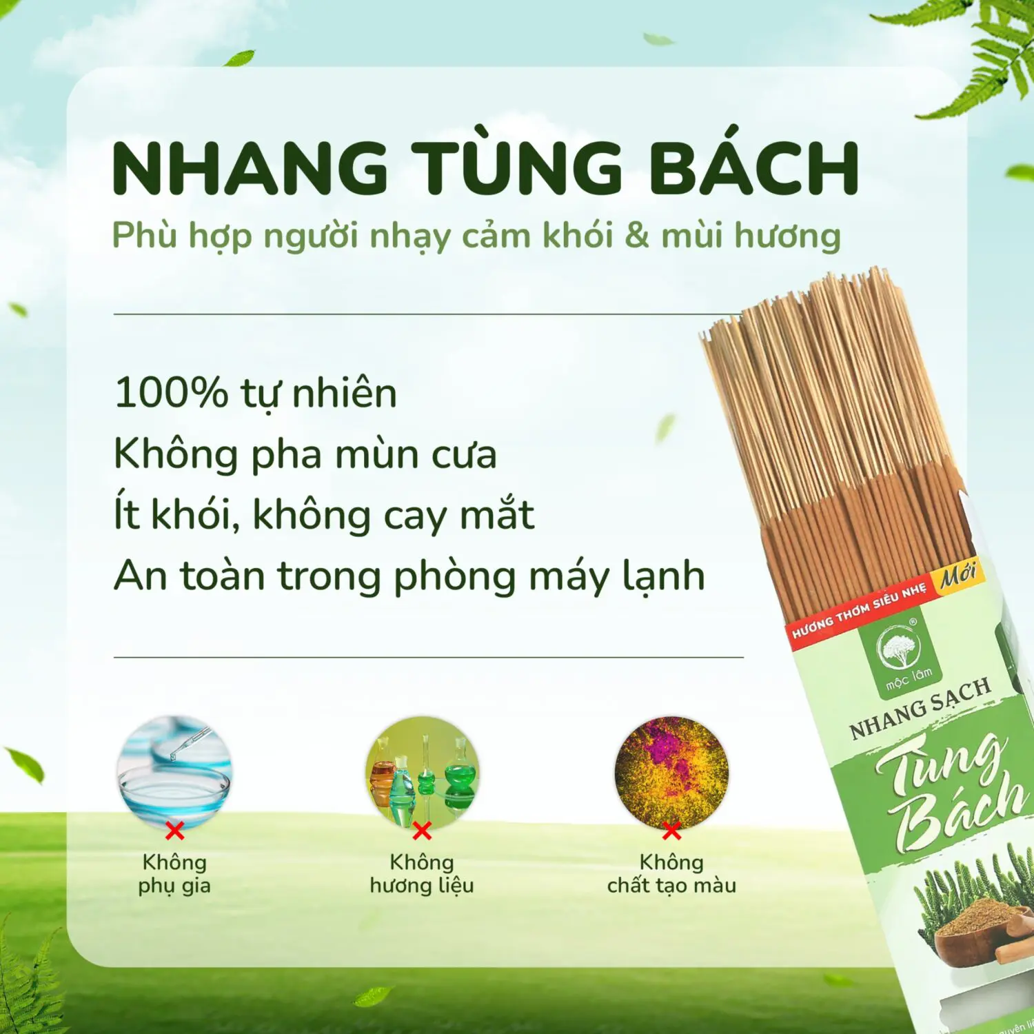 Nhang Thơm Tùng Bách - mùi hương tự nhiên siêu dễ chịu, ít khói không cay mắt