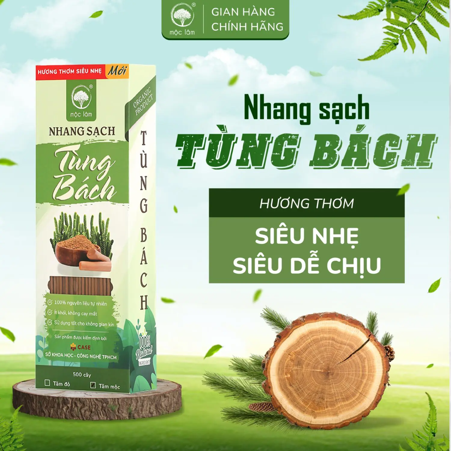 Nhang Thơm Tùng Bách - mùi hương tự nhiên siêu dễ chịu, ít khói không cay mắt
