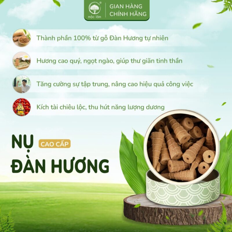 Nhang nụ khói ngược đàn hương cao cấp, không hóa chất độc hại từ nhang mộc lâm