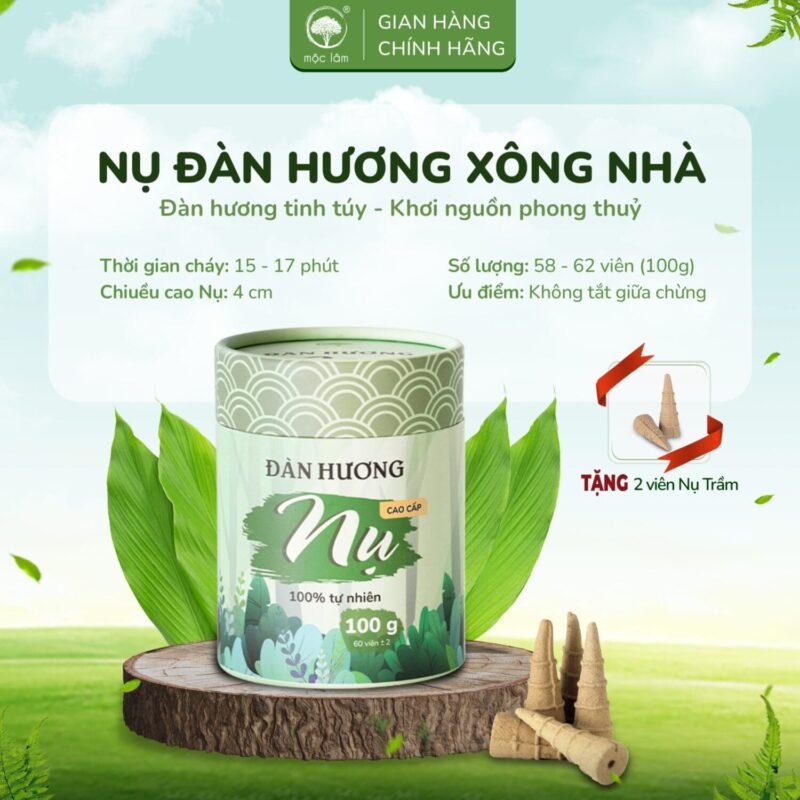 Nhang nụ khói ngược đàn hương cao cấp, không hóa chất độc hại từ nhang mộc lâm