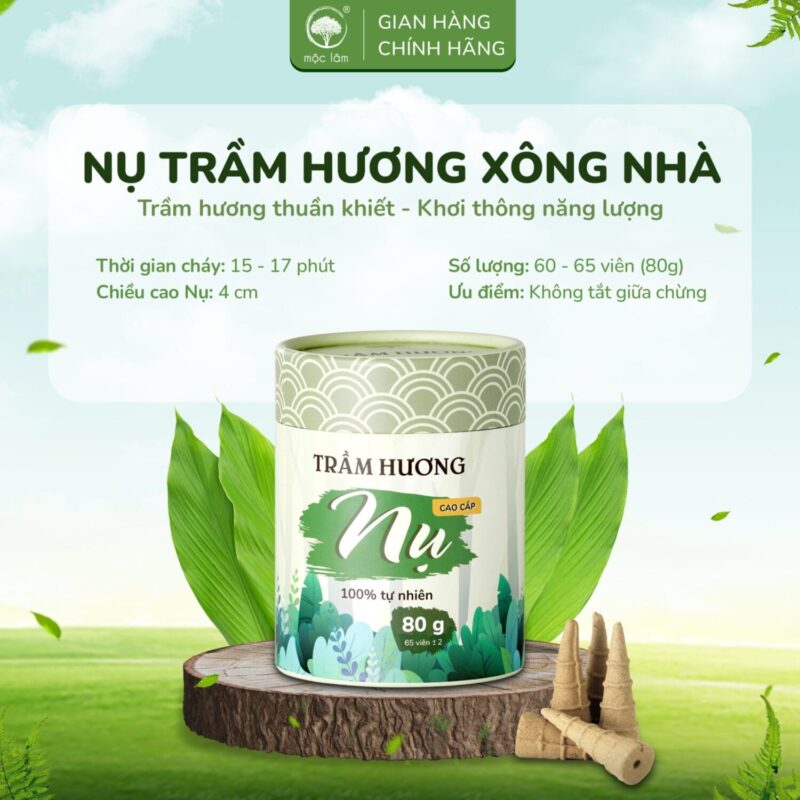 Nhang nụ Trầm Hương khói ngược xông nhà dòng cao cấp của mộc lâm, dùng xông nhà - thanh tẩy.