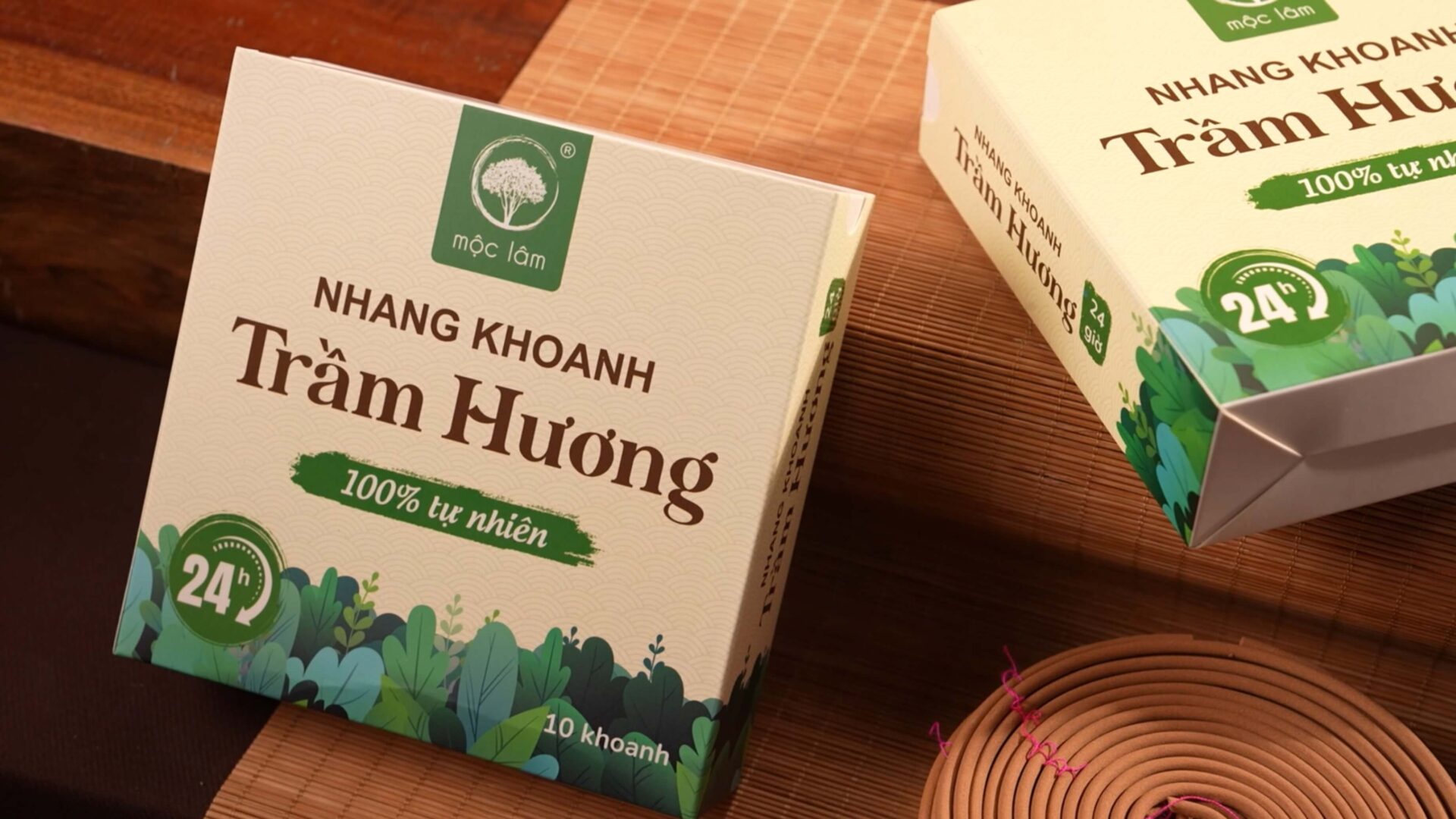 Nhang Khoanh Trầm Hương 24 giờ Cao Cấp của Mộc Lâm có thành phần 100% tự nhiên, an toàn cho sức khỏe - không hóa chất độc hại