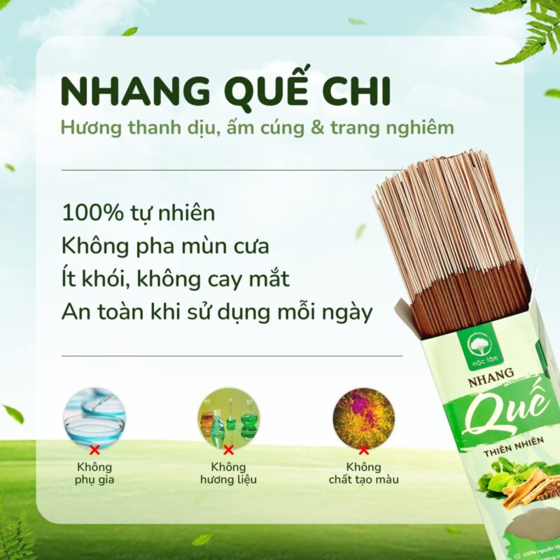 Nhang Quế sạch cao cấp - ít khói,100% tự nhiên không pha trộn hóa chất độc hại
