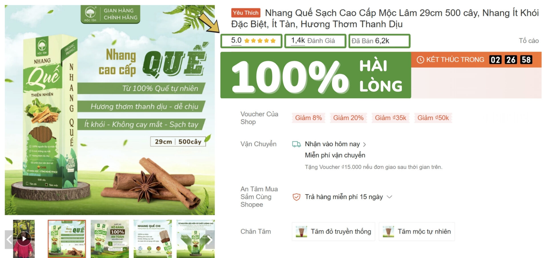 Nhang Quế Cao Cấp Mộc Lâm được 100% Khách hàng hài lòng sau khi sử dụng