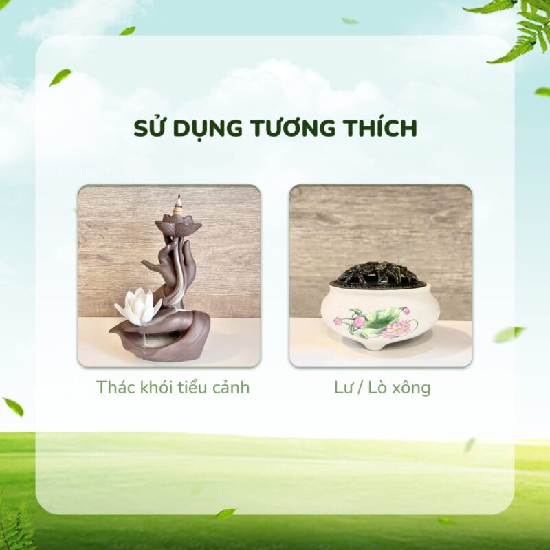 nhang nụ trầm hương dùng được cho lư xông và thác khói ngược.