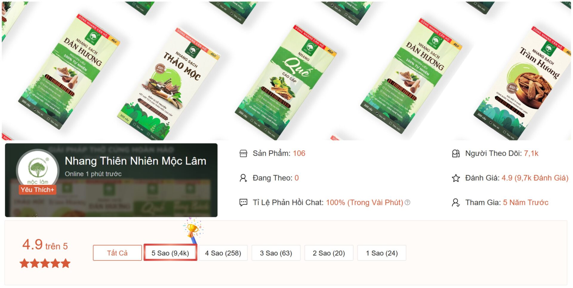 Mộc Lâm là một trong các thương hiệu nhang sạch được đánh giá cao về mức độ hài lòng