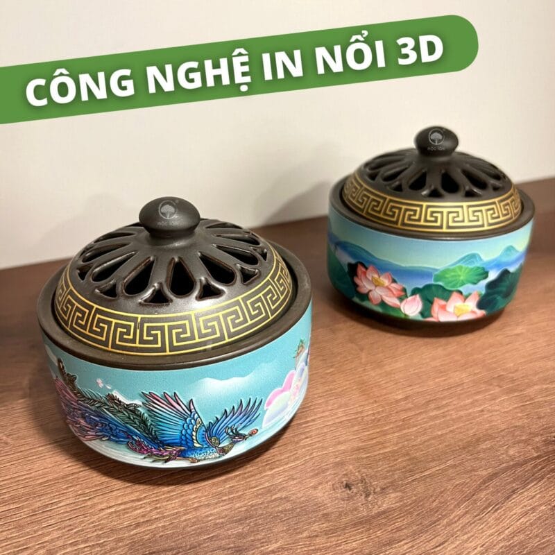 Lư xông Trầm Hương Cao Cấp in họa tiết nổi 3d mang tính nghệ thuật độc đáo, đa dạng mẫu