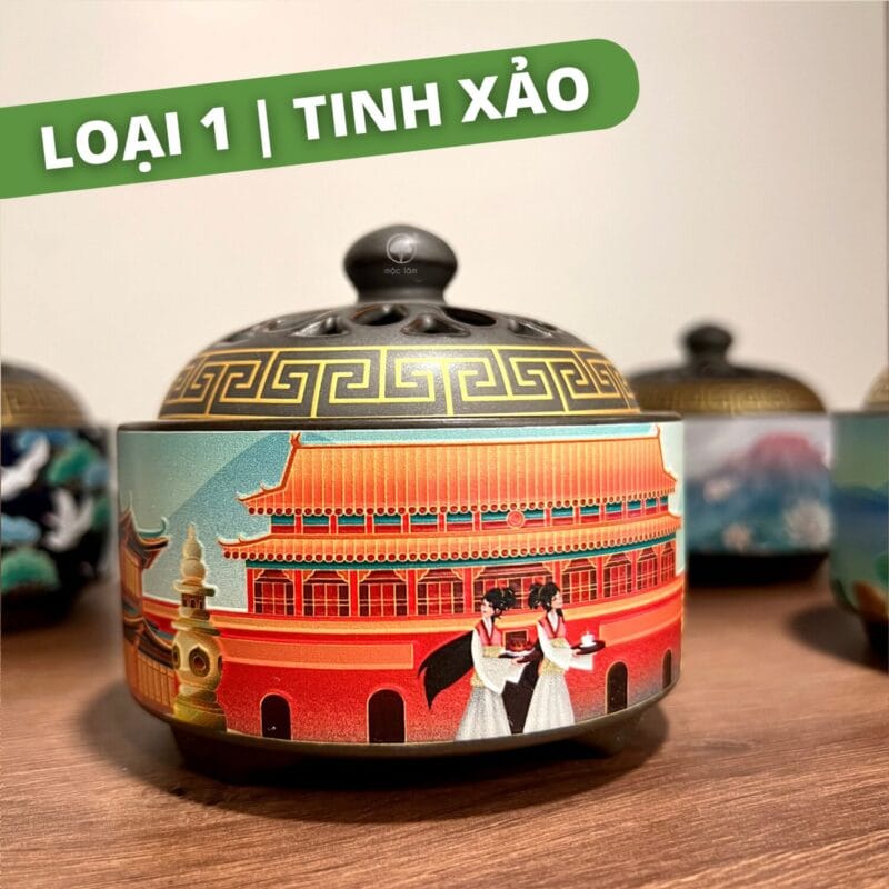 Lư xông Trầm Hương Cao Cấp in họa tiết nổi 3d mang tính nghệ thuật độc đáo, đa dạng mẫu