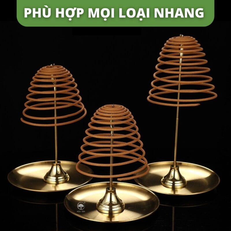 Giá đỡ nhang khoanh trầm hương 24 giờ - 12 giờ, điều chỉnh được độ cao, chất liệu hợp kim cao cấp