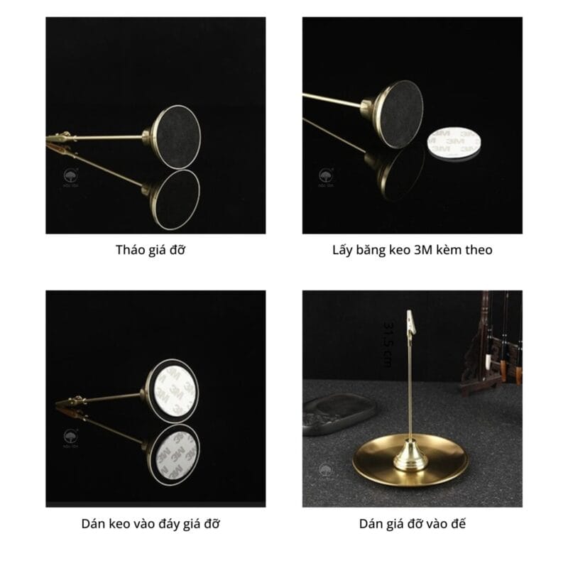Giá đỡ nhang khoanh trầm hương 24 giờ - 12 giờ, điều chỉnh được độ cao, chất liệu hợp kim cao cấp