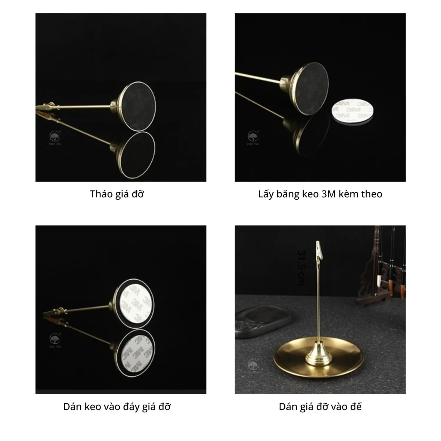 Giá đỡ nhang khoanh trầm hương 24 giờ - 12 giờ, điều chỉnh được độ cao, chất liệu hợp kim cao cấp