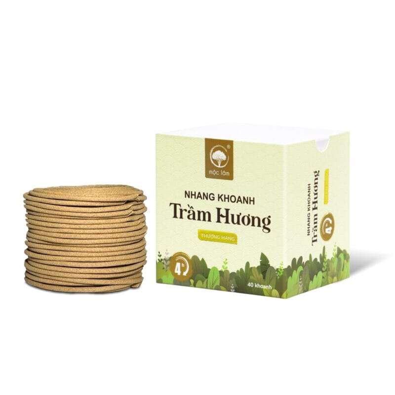 Trầm Khoanh 4 giờ Mộc Lâm được làm từ Trầm Hương tự nhiên, không pha tinh dầu, không hóa chất – thơm sâu, nhẹ khói và bền mùi.