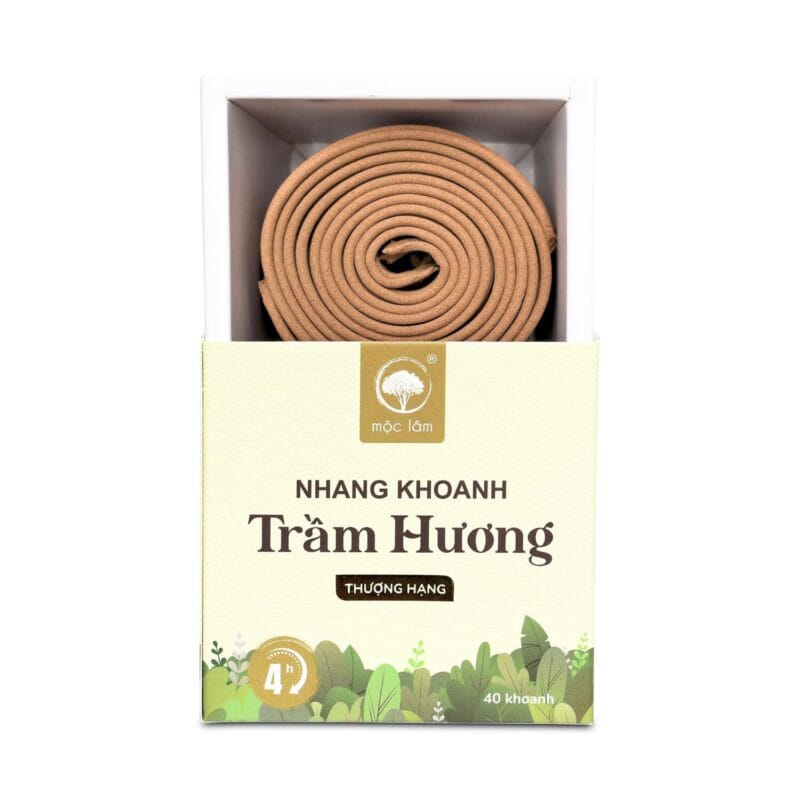 Trầm Khoanh 4 giờ Mộc Lâm được làm từ Trầm Hương tự nhiên, không pha tinh dầu, không hóa chất – thơm sâu, nhẹ khói và bền mùi.