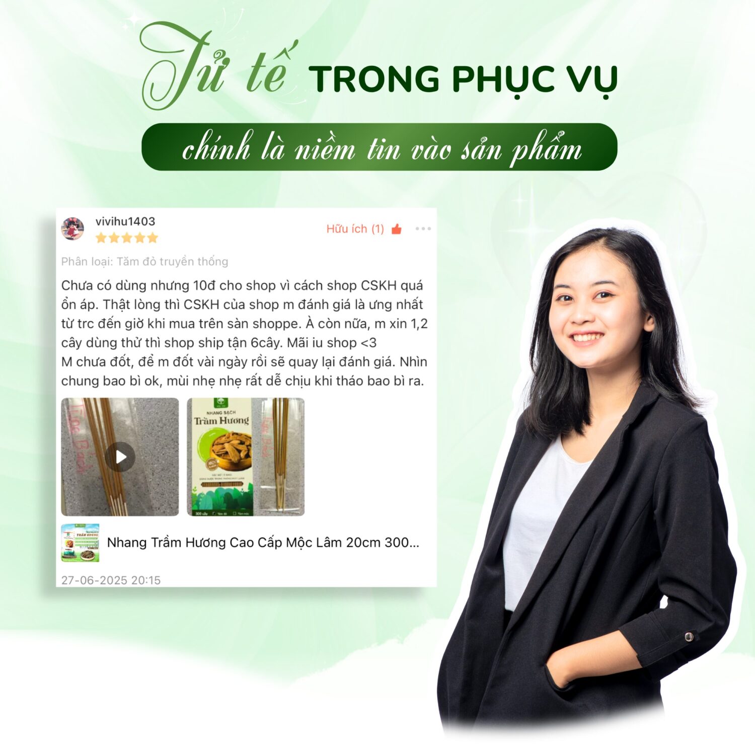 FEEDBACK CỦA KHÁCH HÀNG VỀ THƯƠNG HIỆU NHANG MỘC LÂM