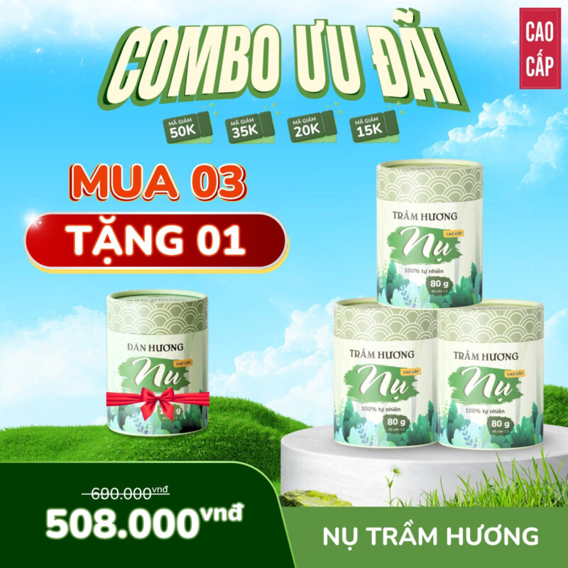 nhang nụ trầm hương cao cấp Mộc Lâm, thơm dịu nhẹ, thành phần tự nhiên, mua 3 tặng 1 hộp nụ đàn hương