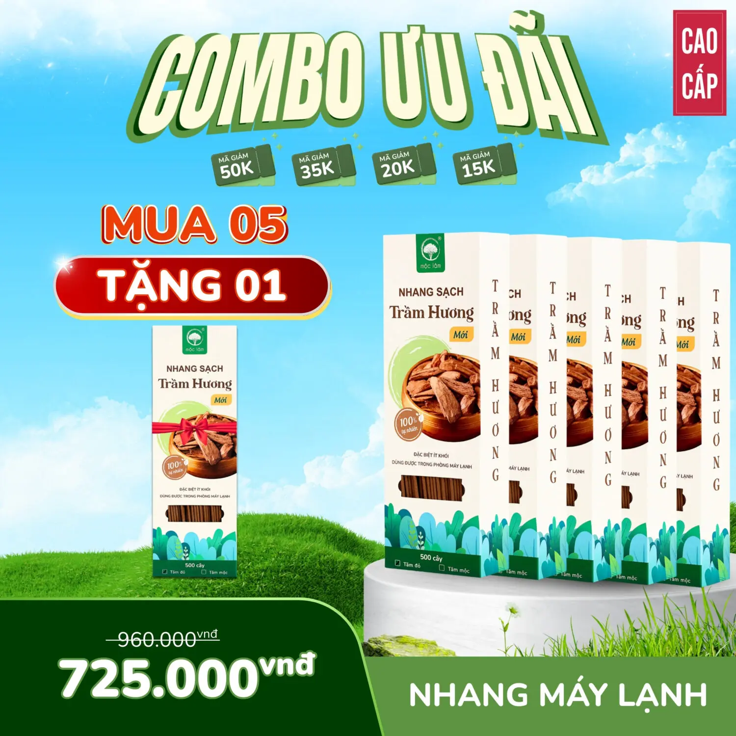 MUA 5 TẶNG 1 - DEAL XỊN CỰC HỜI NHANG TRẦM CAO CẤP - KHÔNG HƯƠNG LIỆU - KHÔNG HOÁ CHẤT